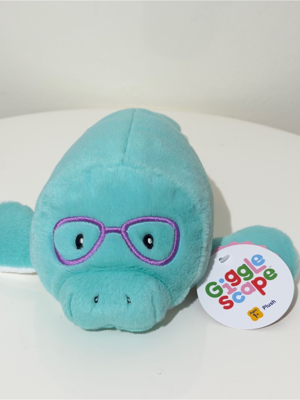 Target Teal Plush Manatee with Purple Glasses - Giggle Scape